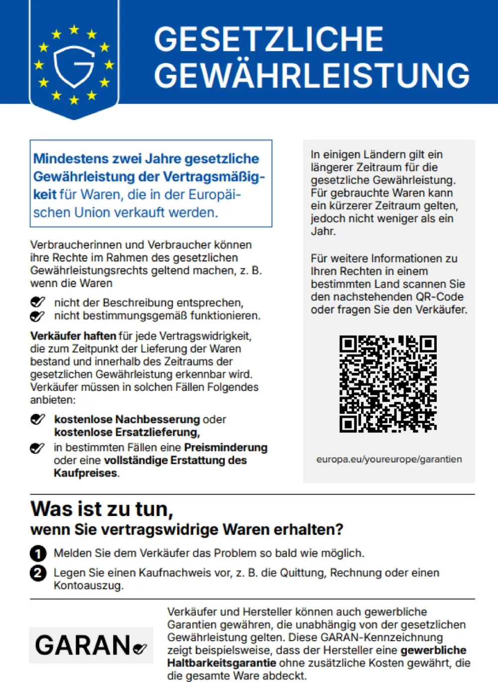 Gewährleistung Label