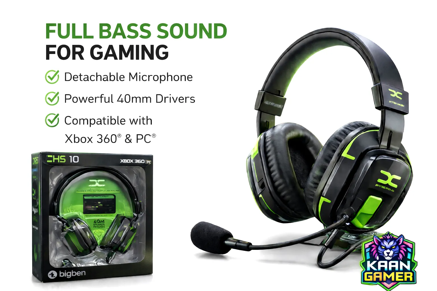 KAAN* Bigben Gaming Headset CHS-10 für Xbox 360 & PC Kraftvoller Sound für Gamer