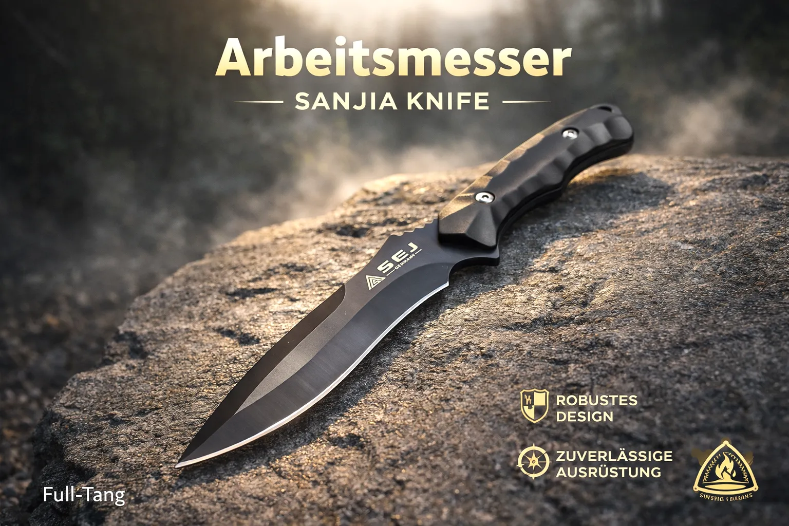 KAAN* Feststehendes SEJ®K-602 | Full-Tang | Messer 26cm |420 Stahl | Etui