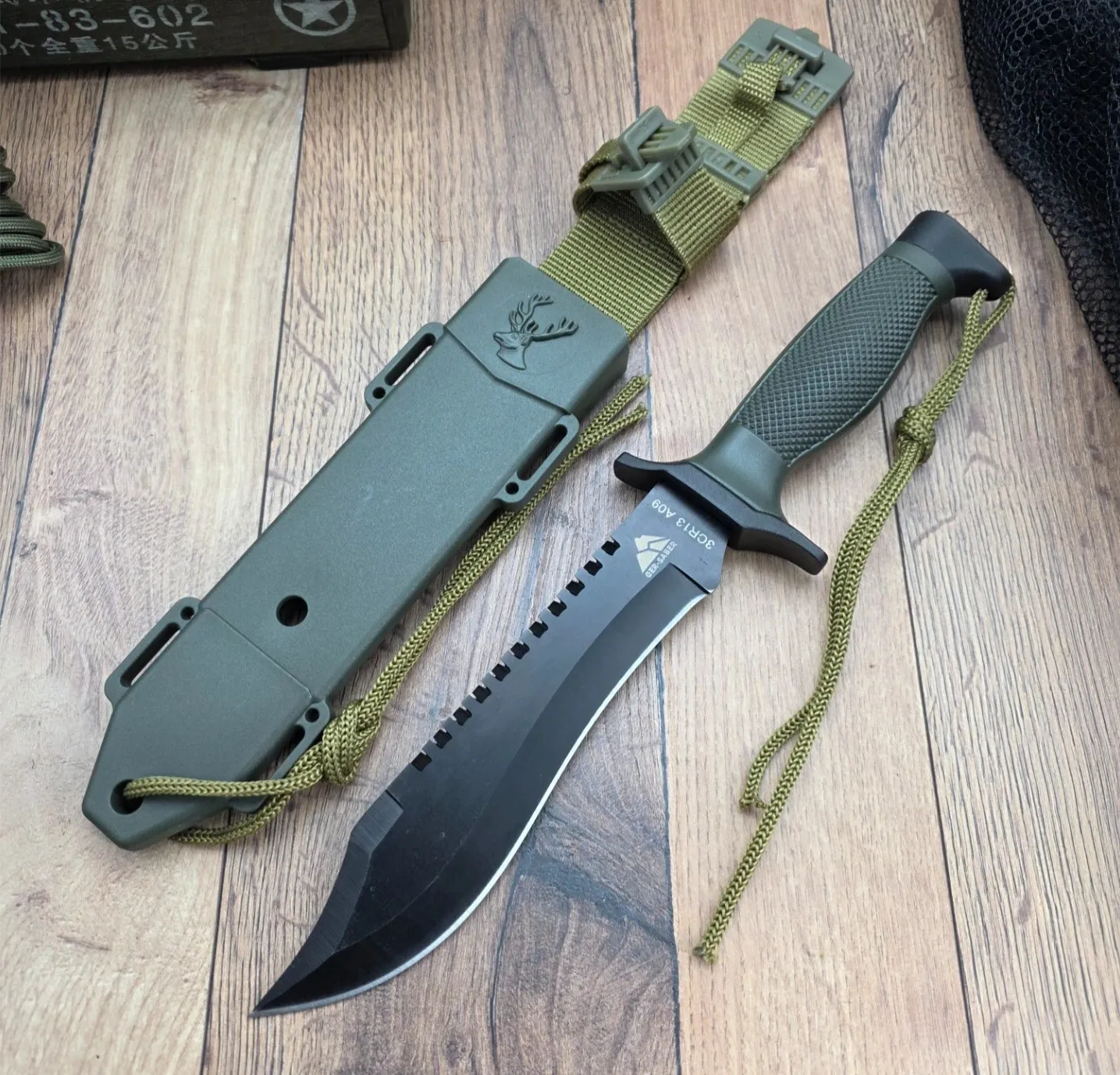KAAN* | Arbeitsmesser A09 | 30,7cm | 420 Stahl | weicher Griff | Handseil + Etui