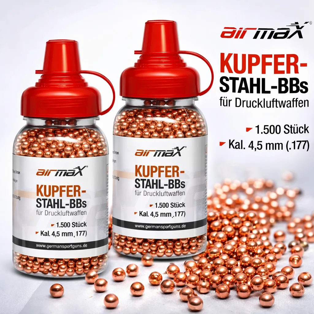 KAAN*| 3000 Stück airmaX Premium Stahl-BBs Kal. 4,5mm - Kupfer Stahlrundkugeln