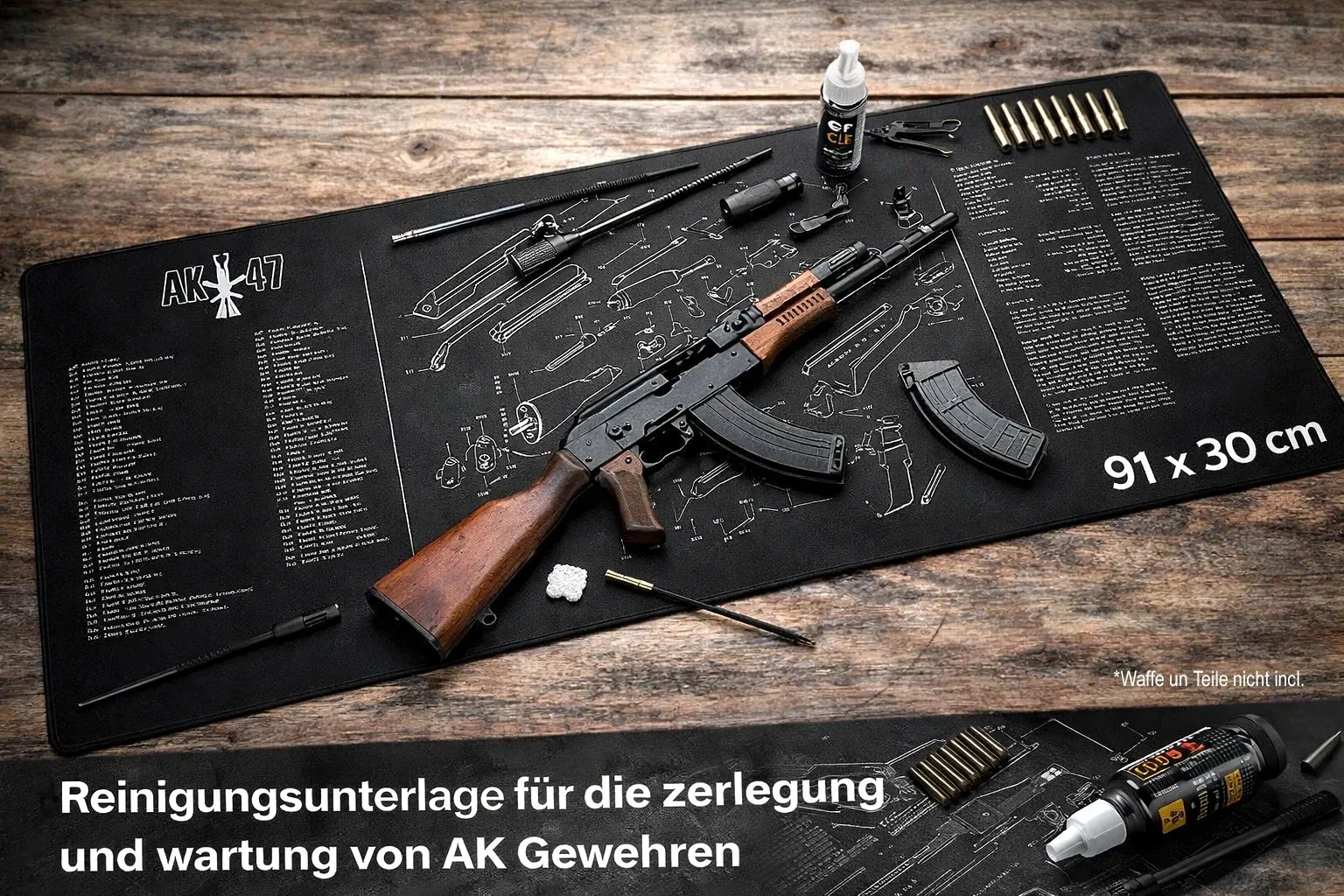 KAAN* | Waffenreinigungsmatte Reinigungsmatte mit Explosionszeichnung AK-47