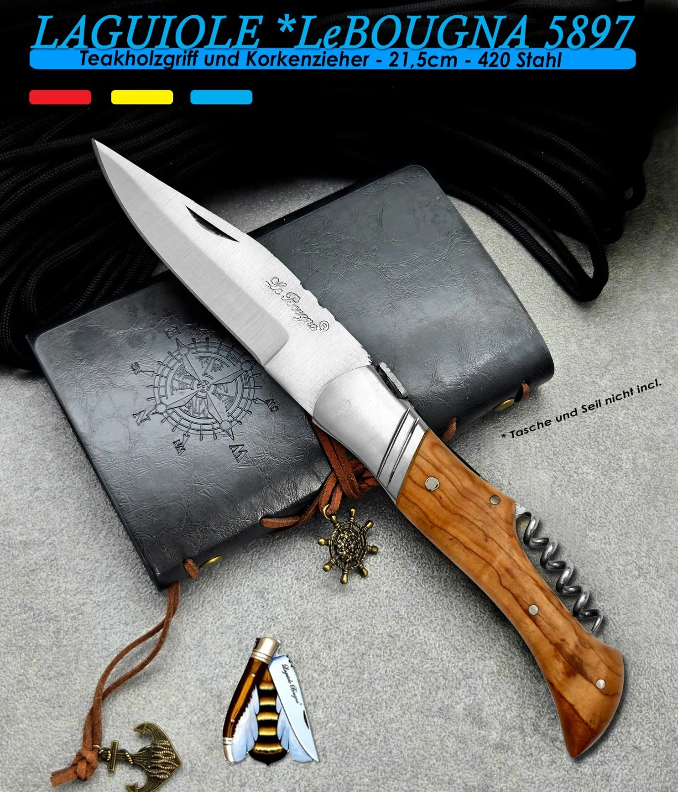 KAAN* | LAGUIOLE Le Bougna 5897  Teakholzgriff Korkenzieher Taschenmesser Messer