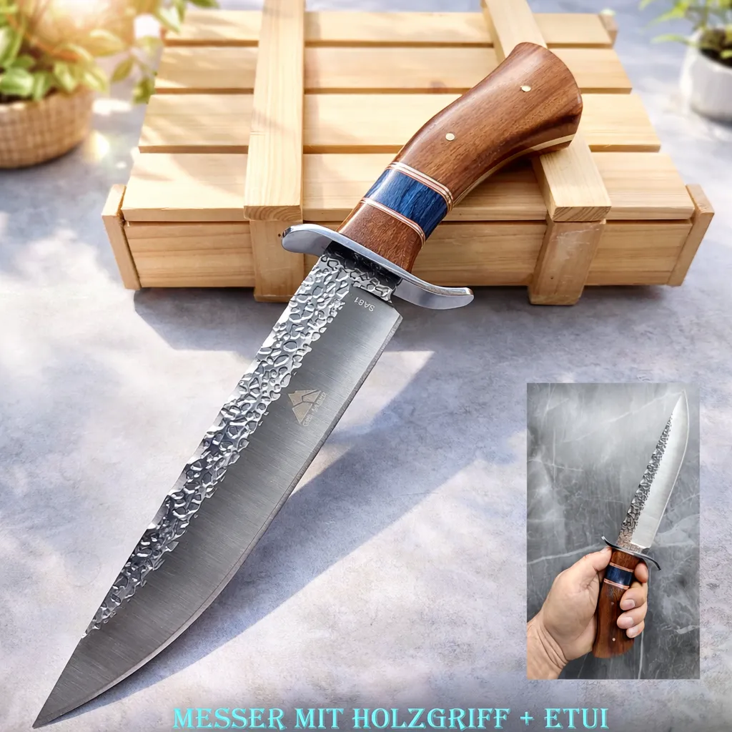 KAAN | Arbeitsmesser SA81 | Messer 31cm | Holzgriff | Parierstange | 420 Stahl