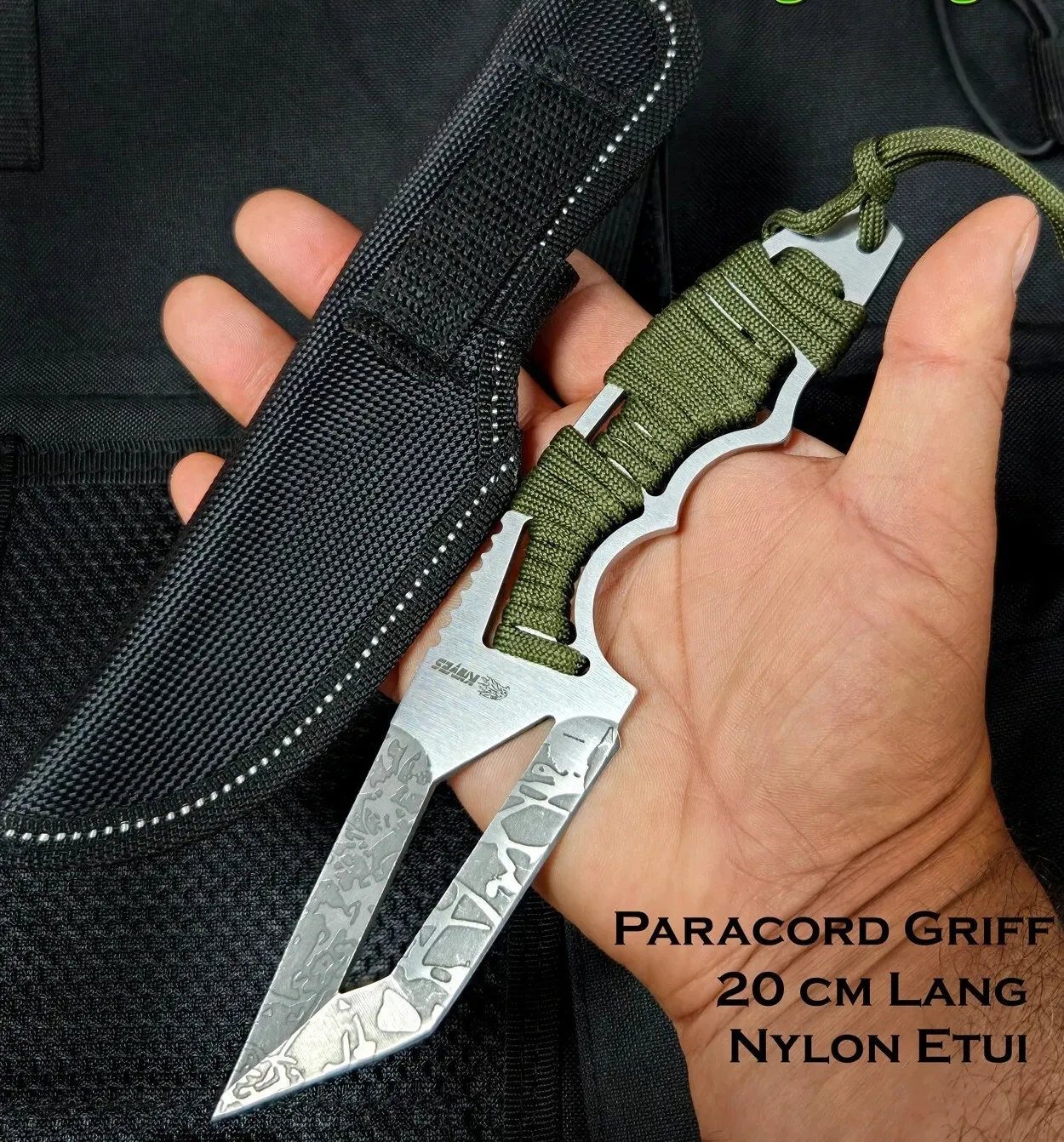 KAAN® | Arbeitsmesser FTM-1 | Messer mit Full-Tang Klinge Paracord Griff +Etui