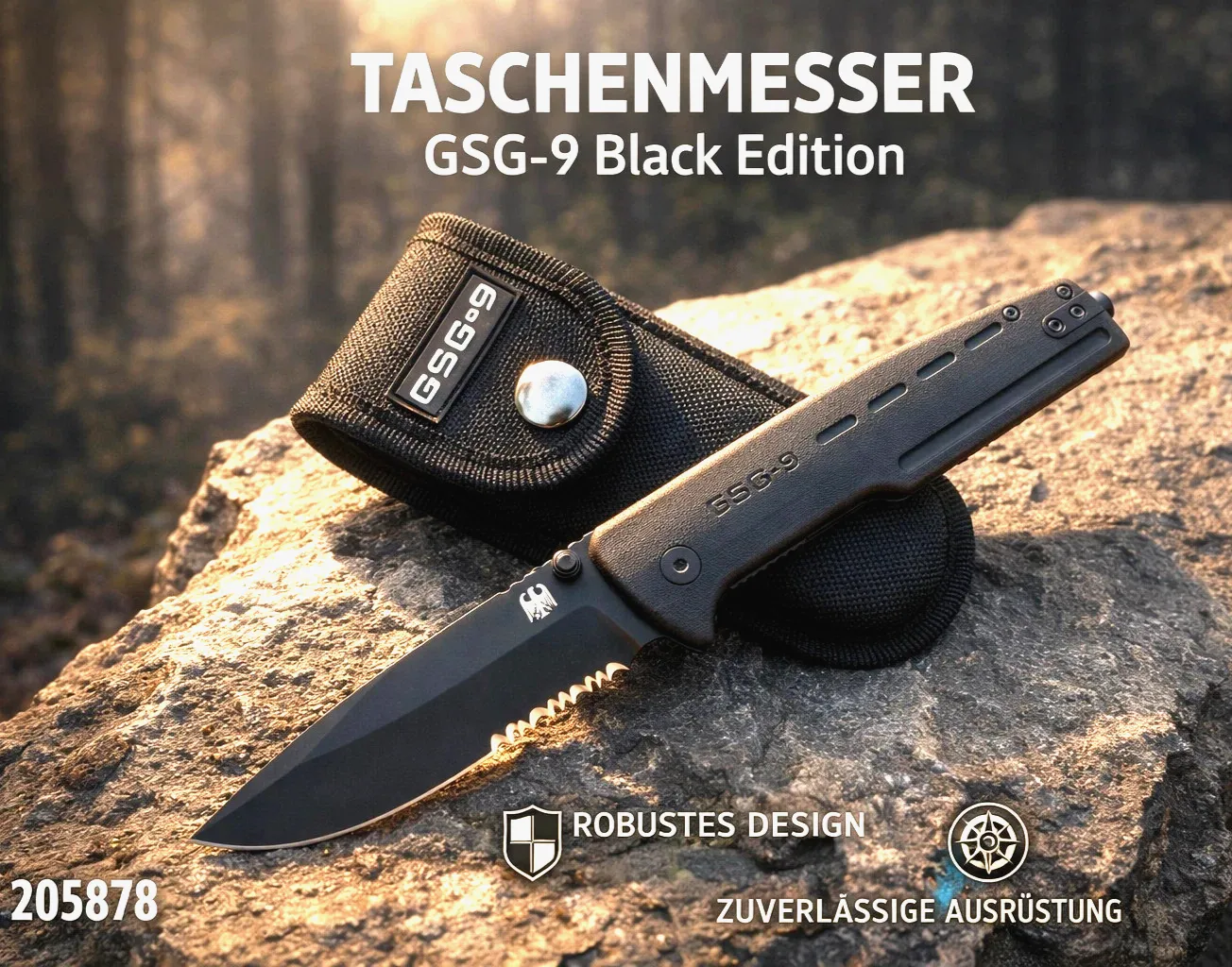 GSG-9 Klappmesser EM1 205878 | Taschenmesser | D2 Stahl G10-Griff | Glasbrecher