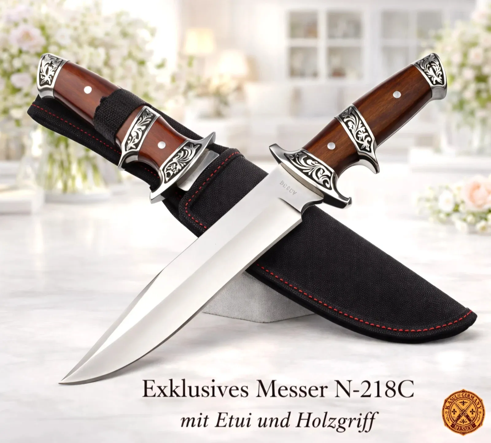 KAAN* Arbeitsmesser N-218C | Holzgriff mit Parierstange | 420 Stahl | 33,5 cm