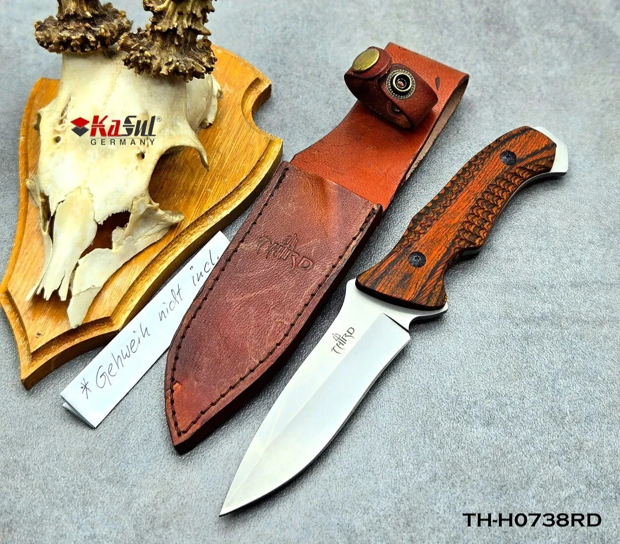 KAAN*| Arbeitsmesser TH-H0738RD | 24,7cm Messer 420 Stahl |Pakkawood Griff +Etui