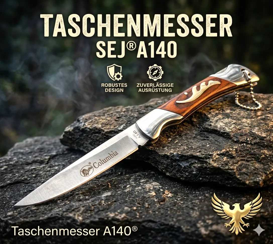 KAAN* Taschenmesser SEJ-A140 | Holzgriff | 440C Stahl | Messer 21,5cm