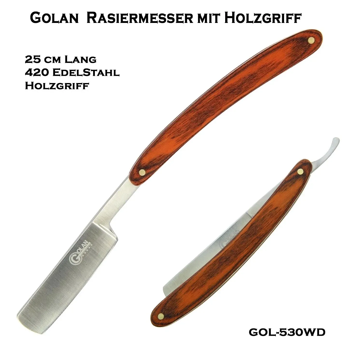 KAAN* Golan Rasiermesser GOL-530Friseur Rasierer Bartrasierer Holzgriff 420Stahl