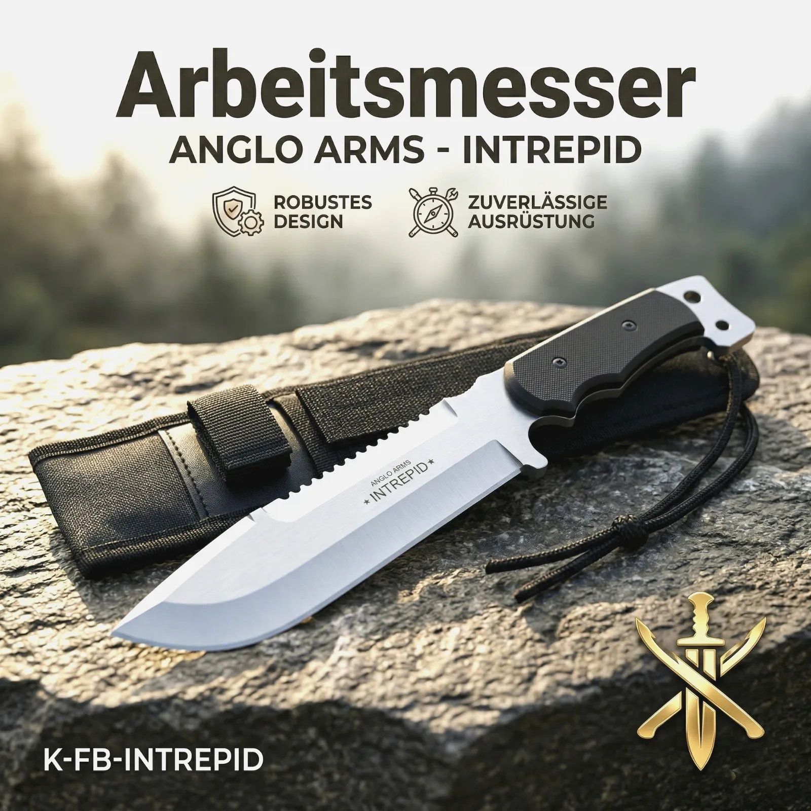 KAAN | Arbeitsmesser K-FB-INTREPID | Full Tang | 37,5cm |Micarta Griff +Etui